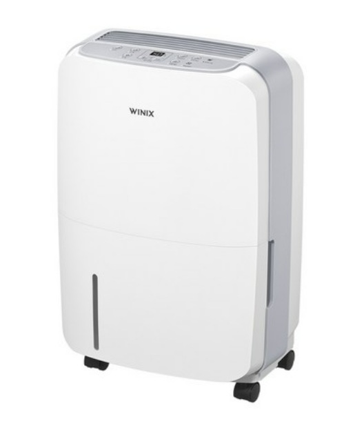 둥근 매립형 손잡이가 있는 화이트 컬러의 위닉스 뽀송 12L 원룸 미니 제습기 추천